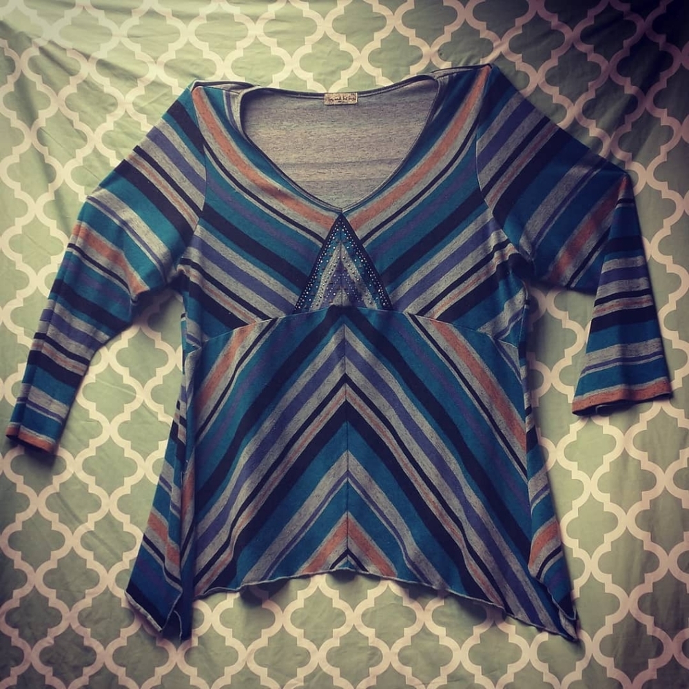 Live and Let Live Plus Scoop Stripe Top